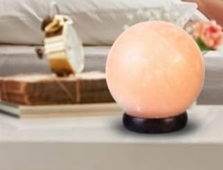 Generic Himalayan Natural Salt Globe Lamp - tempting design with Wood Base, Dimmable Touch Control, Air Purifying & Mood Enhancing., Pink