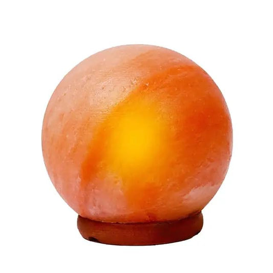 Generic Himalayan Natural Salt Globe Lamp - tempting design with Wood Base, Dimmable Touch Control, Air Purifying & Mood Enhancing., Pink