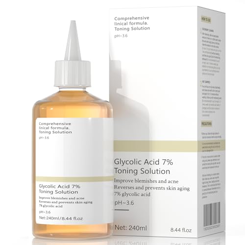 Glycolic Acid Toner: 240ml Glycolic Acid 7% Exfoliating Toner Glycolic Acid Toning Solution Which Soothes and Hydrates Skin