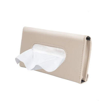 Car Tissue Holder, Sun Visor Napkin Holder, Car Mask Holder for Sun Visor, Masks Dispenser for Car, Car Tissue Box with Tissue Refill (Beige)