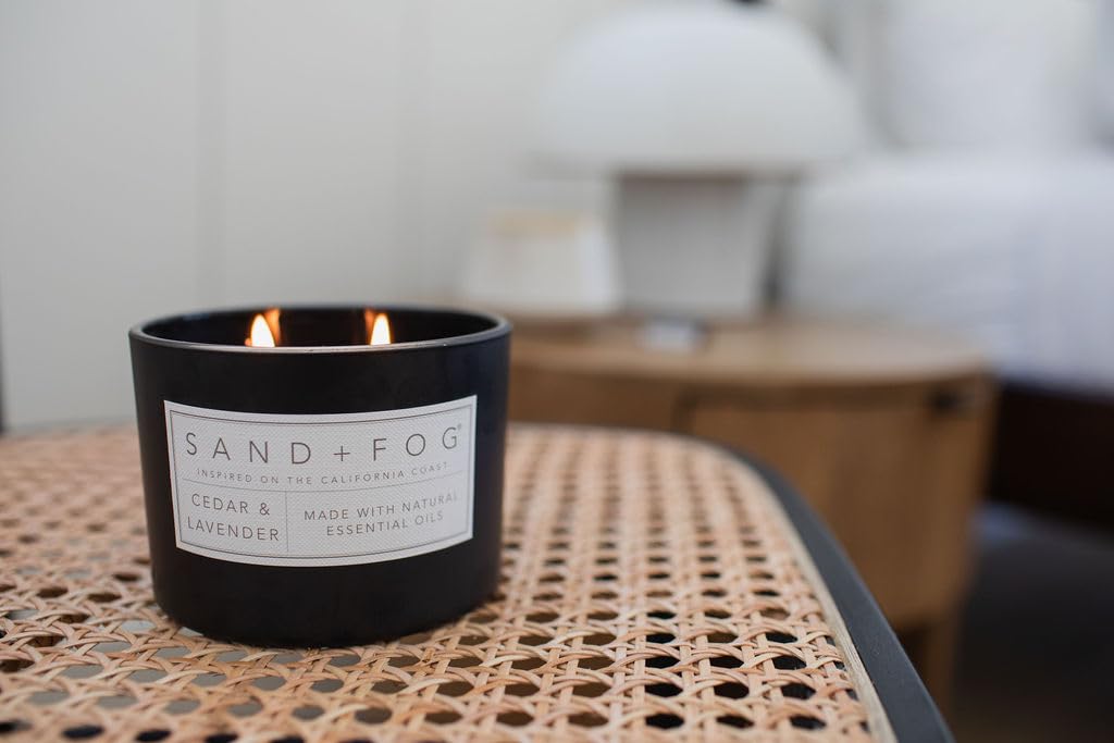 Sand + Fog Scented Candle - Cedar Lavender – Additional Scents and Sizes – 100% Cotton Lead-Free Wick - Luxury Air Freshening Jar Candles - Perfect Home Decor – 12oz