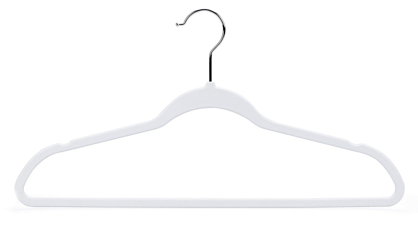 Quality Hangers 50 Pack Non-Velvet Plastic Hangers for Clothes - Heavy Duty Coat Hanger Set - Space-Saving Closet Hangers with Chrome Swivel Hook, Functional Non-Flocked Hangers - Cream White