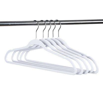 Quality Hangers 50 Pack Non-Velvet Plastic Hangers for Clothes - Heavy Duty Coat Hanger Set - Space-Saving Closet Hangers with Chrome Swivel Hook, Functional Non-Flocked Hangers - Cream White