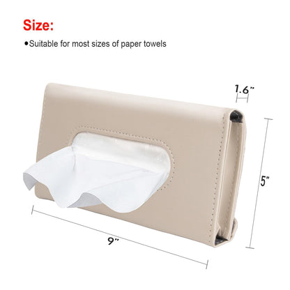 Car Tissue Holder, Sun Visor Napkin Holder, Car Mask Holder for Sun Visor, Masks Dispenser for Car, Car Tissue Box with Tissue Refill (Beige)