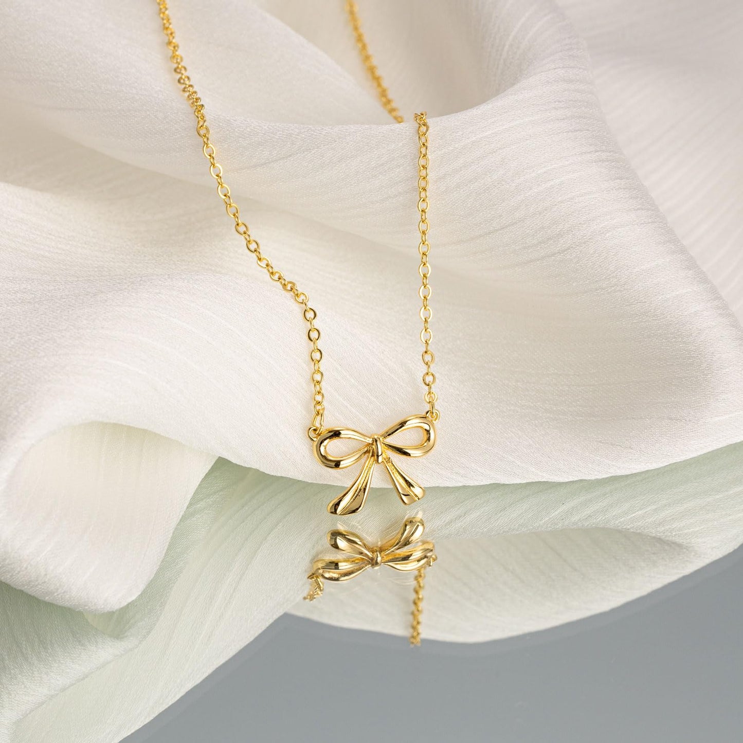 HANLI Gold Necklace for Women - Bow Necklace 14K Gold Plated Dainty Bow Necklace for Women Small Bow Necklace Trendy Necklaces for Women Minimalist Jewelry