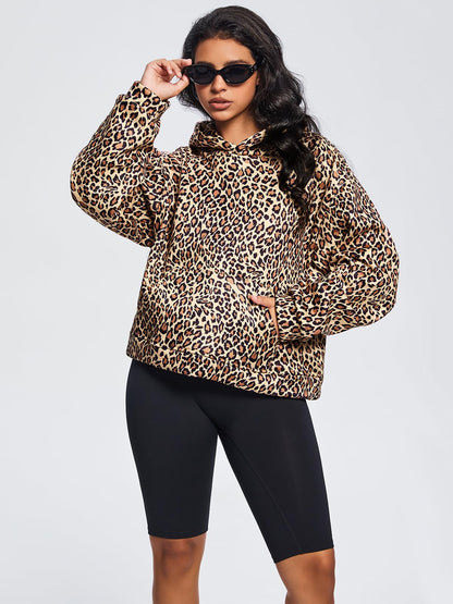 HAXQB Hoodies Y2k Leopard Print Hoodies for Women Men Cheetah Print Sweatshirt Graphic Hoodies 2000s Sweatshirt-L