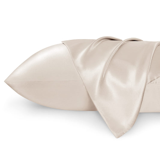 Bedsure Satin Pillowcase for Hair and Skin Queen -Beige Silky 20x30 Inches - Set of 2 with Envelope Closure, Similar to Silk, Gifts for Women Men