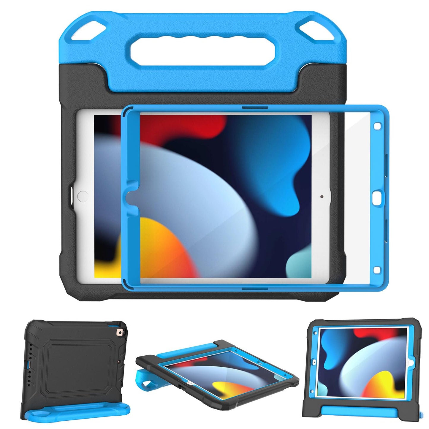 YIHE Kids Case for iPad 10.2 Inch 9th/8th/7th Generation 2021/2020/2019, iPad Pro 10.5 & iPad Air 3, Shockproof Handle Stand Kids Case with Screen Protector for iPad 10.2/10.5 Inch, Black&Blue