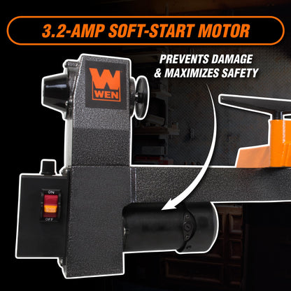 WEN Mini Benchtop Wood Lathe, 8-Inch by 13-Inch with Variable Speed (LA3421)