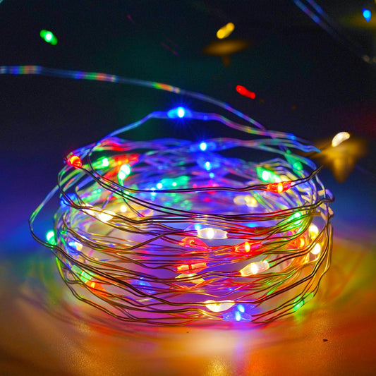 2-Pack Multicolor Fairy Lights Battery Operated with Timer, Waterproof 16FT 50 LED String Lights Outdoor Indoor, Twinkle Lights for Bedroom Wedding Birthday Christmas Parties Centerpiece (Multicolor)