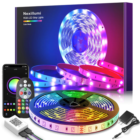 Nexillumi Led Lights for Bedroom 100ft with Color Changing LED Strip Lights with Remote and APP Control RGB Lighting Strip for Indoor Party Home Room Decor and Luces LED para Cuarto