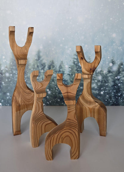 Wooden Christmas Reindeer Family Gift for Mantle or Display