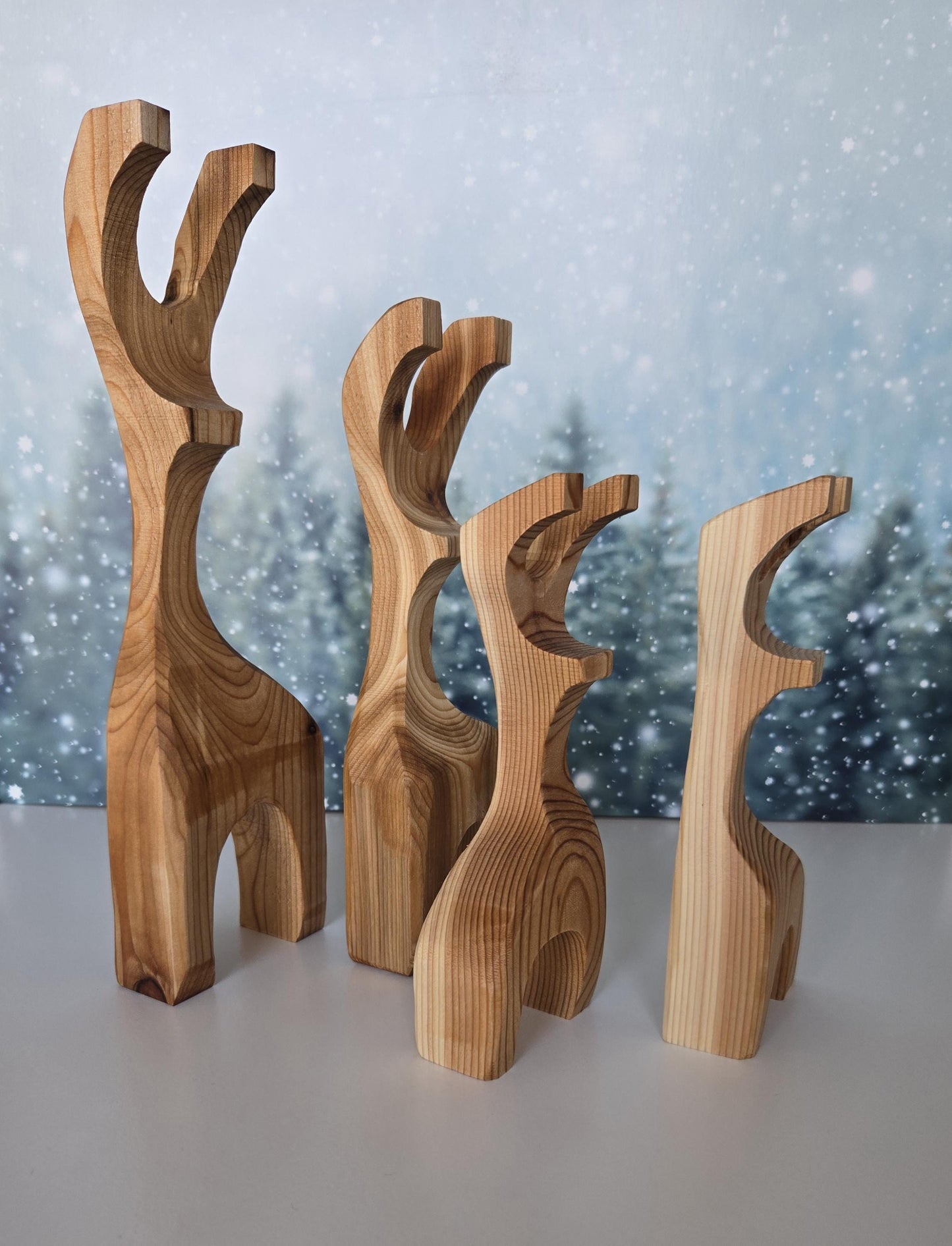 Wooden Christmas Reindeer Family Gift for Mantle or Display